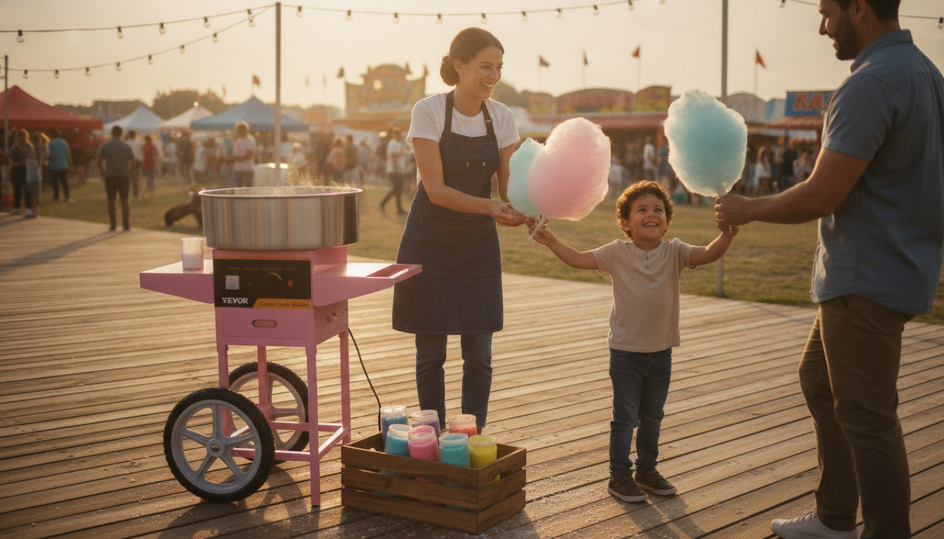 1000W Cotton Candy Machine Cart Setup & Serving Guide