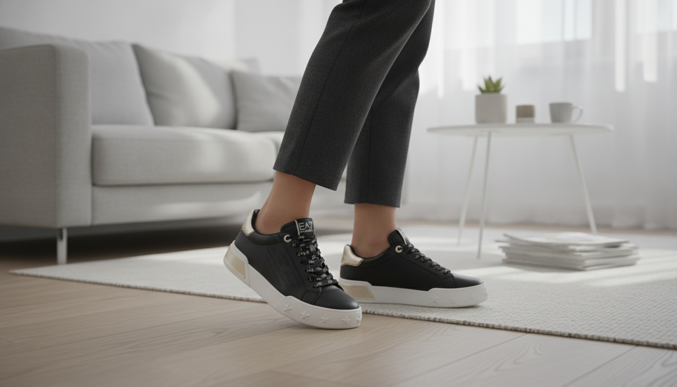 EA7 Women’s Black Sneakers: Minimal Comfort for Daily Wear