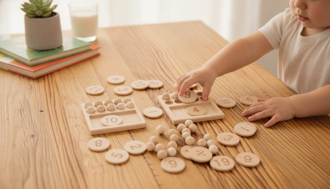 Montessori Arithmetic Board: Wooden Math Play at Home