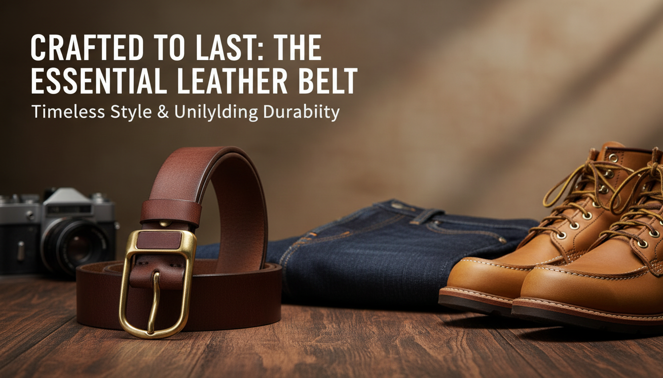 Retro Cowboy Leather Belt: Vintage Brass Buckle (1.5")