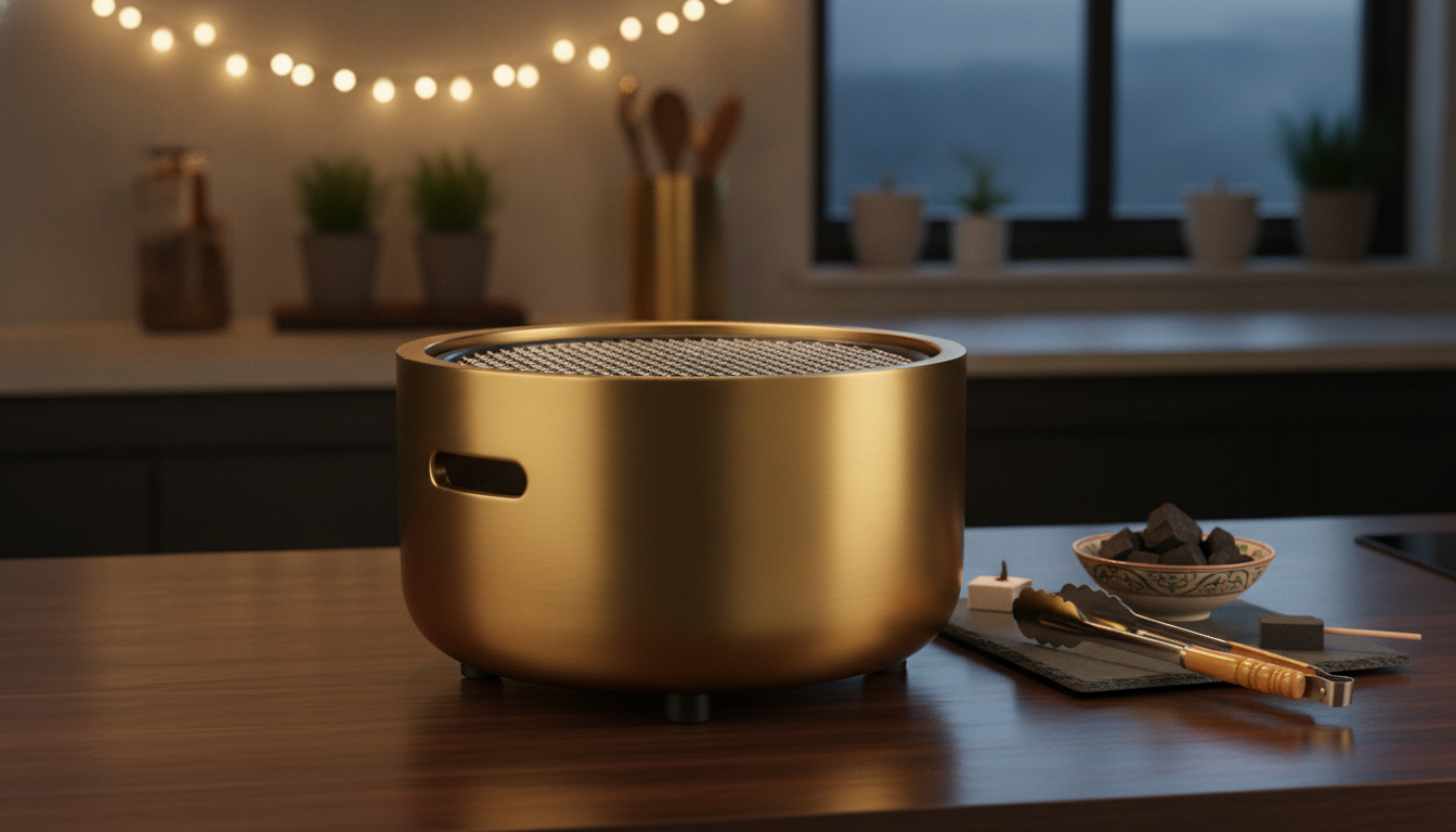 Compact Indoor Charcoal Grill Oven: Brass Finish Safety Guide