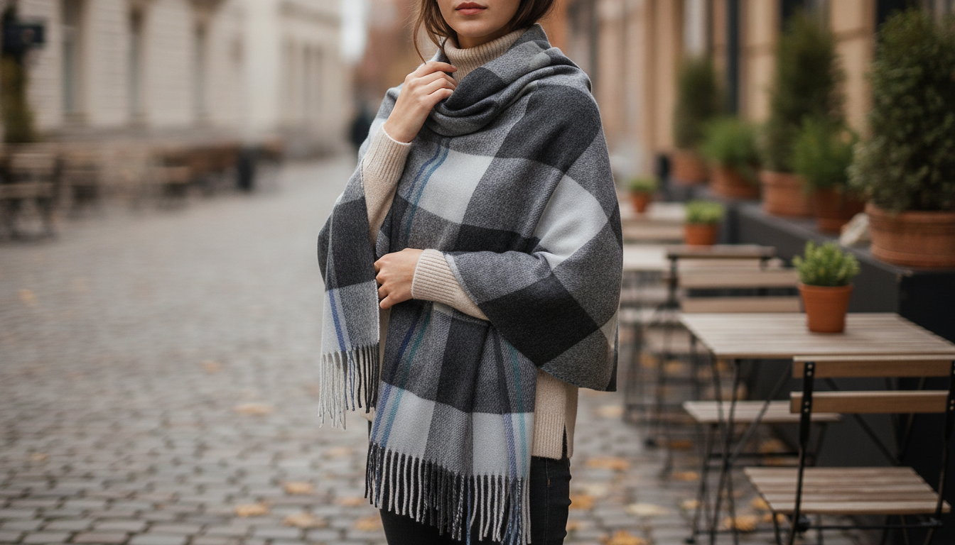 Plaid Cashmere-Feel Shawl: Long Tassel Wrap Styling