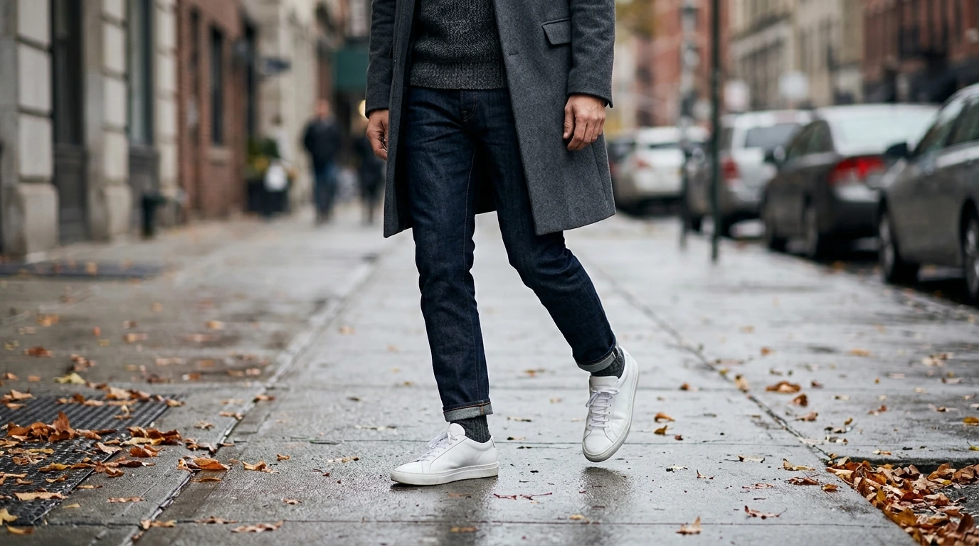 Calvin Klein Men’s White Leather Sneakers for Cold Days
