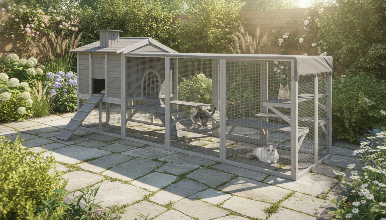 Modular Outdoor Cat Enclosure With Platforms for Multi-Cat Fun