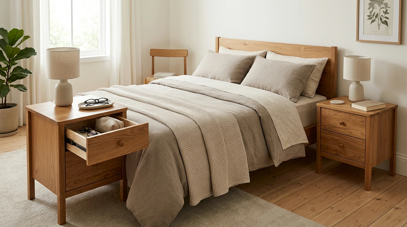 Fully Assembled Wooden Nightstands for a Tidy Bedside
