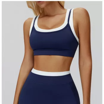 Quick-Dry Color-Block Crop Sports Bra: Fit & Support