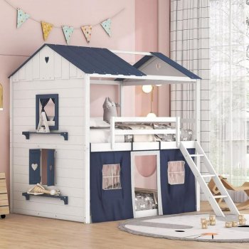 Full Loft Bed with Tent: Space-Saving Sleep & Play